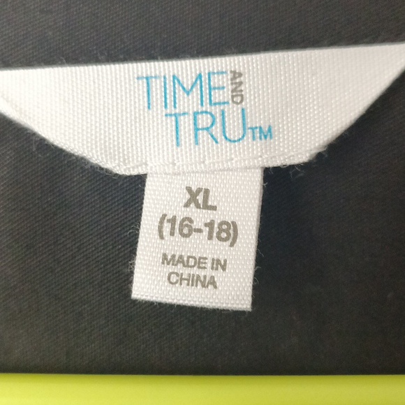 TIME AND TRU LONG SLEEVE MIDI SHIRT DRESS IN BLACK SIZE XL 16-18 - Picture 6 of 7